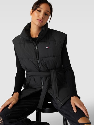 Tommy Jeans Steppweste mit Stehkragen und Bindegürtel Black 3