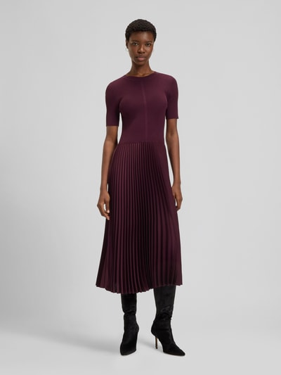 BOSS Figurbetontes Midikleid mit plissiertem Rockteil Modell 'FADRIDI' Bordeaux 1