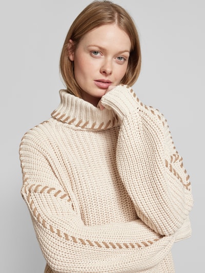 Vero Moda Sweter z dzianiny o luźnym kroju z bufiastymi rękawami model ‘NEWCREAM’ Beżowy 3