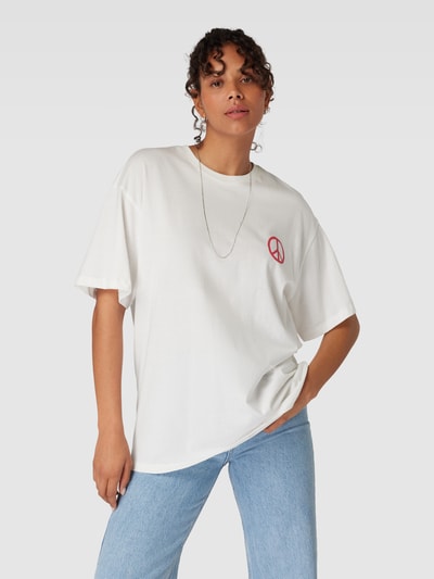 Only Oversized T-Shirt mit Prints Weiss 4