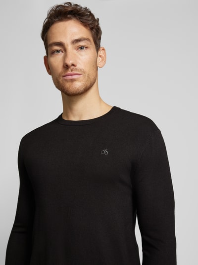 Scotch & Soda Strickpullover mit Logo-Stitching Modell 'CORE' Black 3