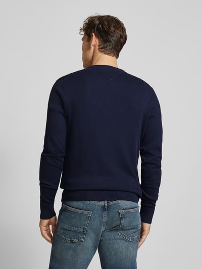 Tommy Hilfiger Gebreide pullover met logostitching, model 'PIMA' Marineblauw - 5