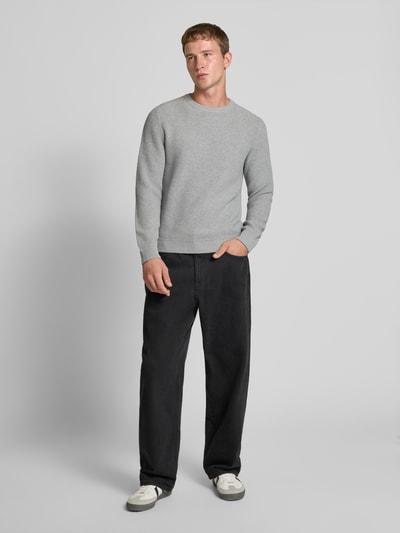 REVIEW Gebreide pullover met structuurmotief Lichtgrijs gemêleerd - 1