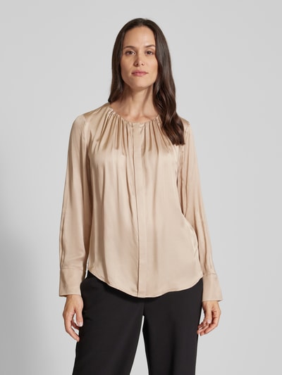 s.Oliver BLACK LABEL Regular fit satijnen blouse met plooien en blinde knoopsluiting Goud gemêleerd - 4