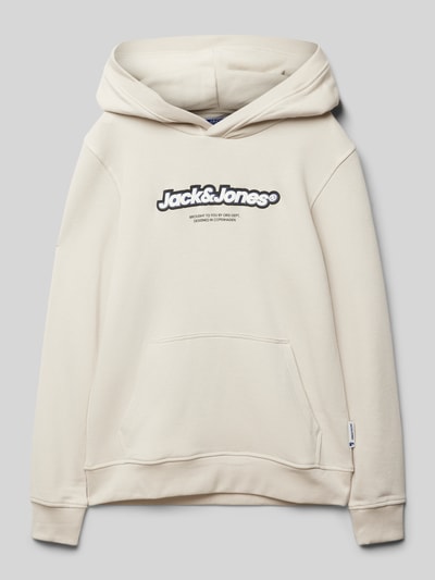 Jack & Jones Hoodie mit Label-Print Modell 'VESTERBRO' Ecru 1