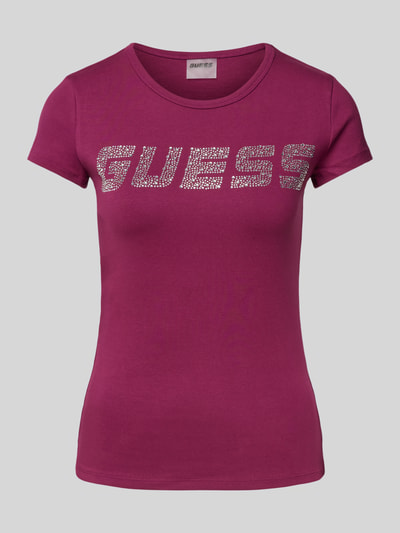 Guess Activewear T-Shirt mit Strasssteinbesatz Modell 'KIARA' Fuchsia 2