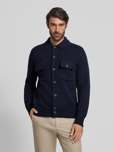 GRAN SASSO Gebreid jack met kentkraag Marineblauw - 4