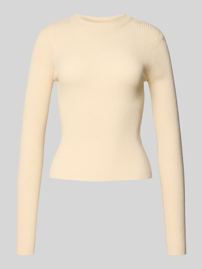Pieces Slim Fit Strickpullover aus Viskose-Mix Modell 'MIRA' Sand 2