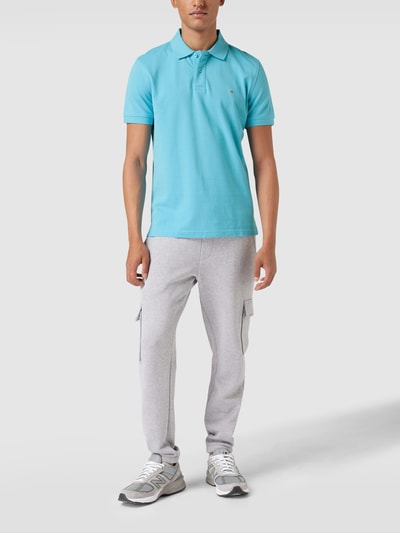 Christian Berg Men Poloshirt mit Label-Stitching Aqua Blau 1