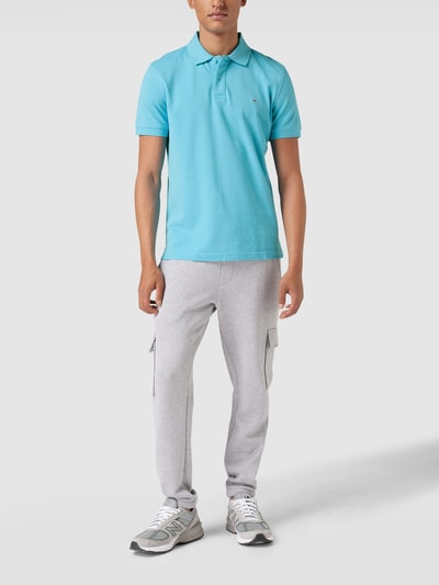 Christian Berg Men Poloshirt mit Label-Stitching Aqua 1