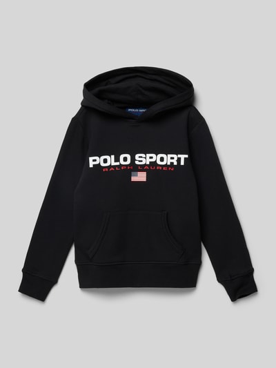 Polo Sport Hoodie met labelprint Zwart - 1