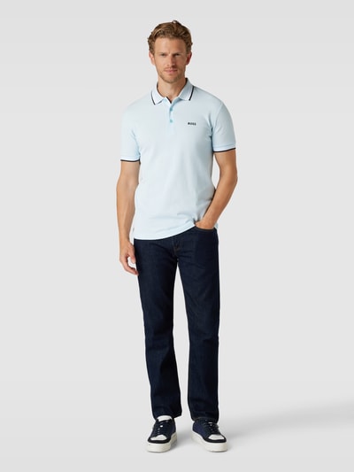 BOSS Green Poloshirt mit Label-Stitching Modell 'PADDY' Hellblau Melange 1