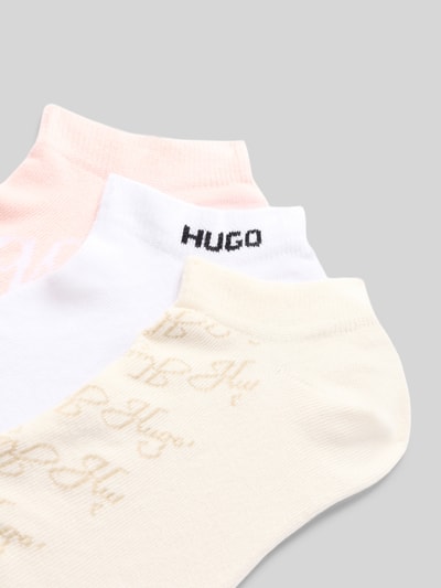 Produktfoto, Sneaker Socken aus Baumwoll-Mix im 3er-Pack von HUGO in Weiß, Creme und Rosa, verschiedene Schriftzüge, Damen Sneaker Socken