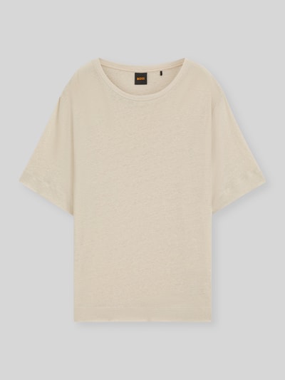 BOSS Orange Regular Fit T-Shirt aus reinem Leinen Sand 2