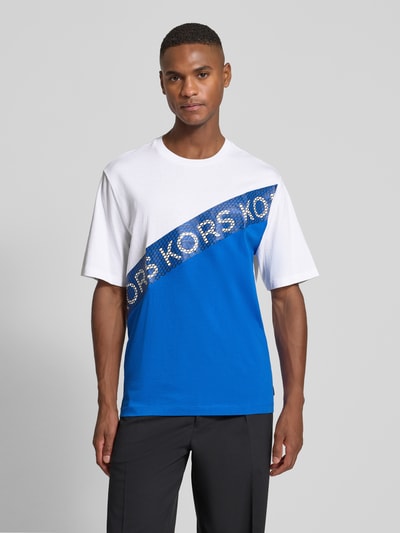 Michael Kors T-Shirt mit Label-Print Modell 'KORS MESH STRIPE' Weiss 4