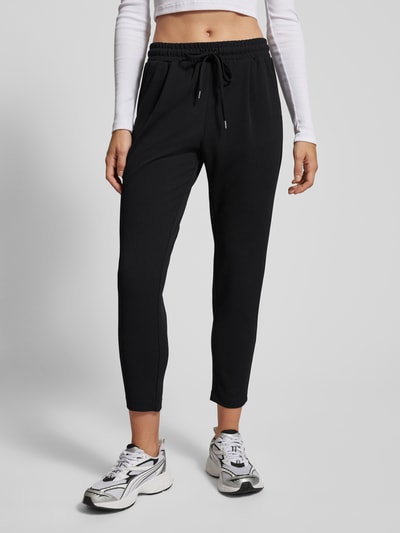 QS Regular fit stoffen broek met bandplooien Zwart - 4