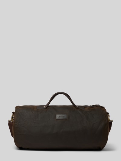 Produktfoto, Weekender aus reiner Baumwolle von Barbour in Optik: Unifarben, rechteckige Form, Hauptfach, Reißverschluss, feine Webstruktur, Label-Stitching, wasserdicht, Tragehenkel.