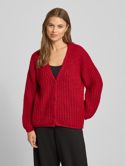 Smith and Soul Strickjacke mit V-Ausschnitt und Knopfleiste Rot Melange 4
