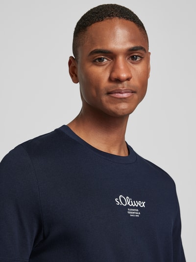 s.Oliver RED LABEL T-shirt met labelprint Donkerblauw - 3