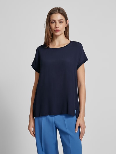 Oui T-shirt van viscose met zijsplitten, model 'AYANO' Marineblauw - 4