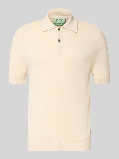 Produktfoto, Slim Fit Poloshirt mit Kaschmir-Anteil von FTC Cashmere, Baumwoll-Mix in Creme, Polokragen, Knopfleiste, 1/2-Arm, Größe 50
