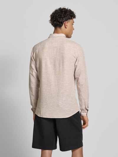 Only & Sons Slim fit linnen overhemd met kentkraag, model 'CAIDEN' Beige - 5