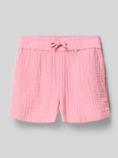 Produktfoto, Regular Fit Bermudas aus reiner Baumwolle Modell 'THYRA' von Only, Optik: Unifarben, Farbe Rosa, elastischer Bund, seitliche Eingrifftaschen, feine Struktur.