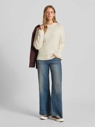 Gina Tricot relaxed fit gebreide pullover met lanawol-aandeel Ecru - 1