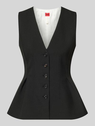 Produktfoto, czarna kamizelka Slim Fit Weste mit Viskose-Anteil Modell 'Anena' od HUGO, elegancka faktura, damska kamizelka HUGO
