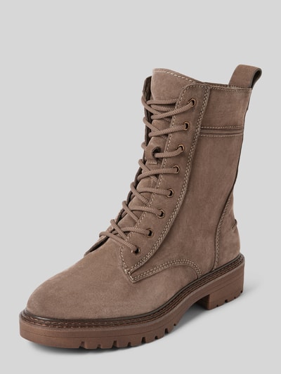 Tamaris Veterboots van leer met siernaden Middenbruin - 1