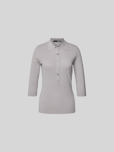 ROTATE Slim Fit Poloshirt in Strick-Optik Hellgrau 2