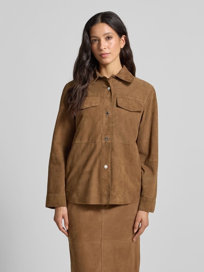 MAX&Co. Regular Fit Lederjacke aus echtem Ziegenleder Modell 'STALLO' Hazel 4