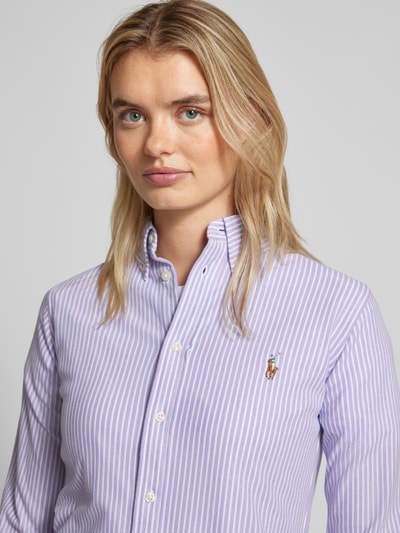 Polo Ralph Lauren Regular fit overhemdblouse met logostitching Paars - 3