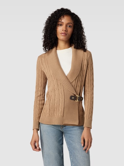 Lauren Ralph Lauren Cardigan mit Zopfmuster Modell 'DONATO' Camel 4