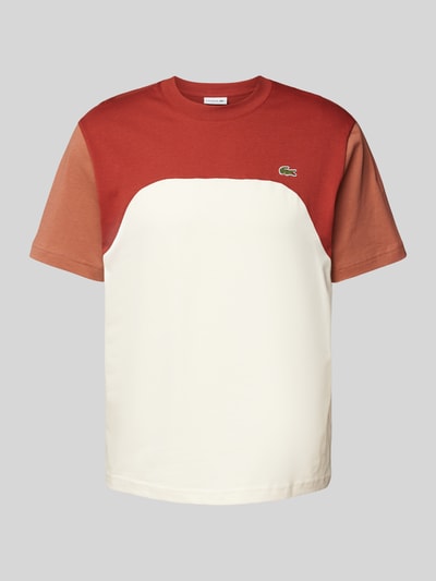 Lacoste T-shirt met labelstitching Roestrood - 2