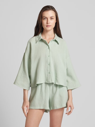 Vero Moda Korte blouse met 3/4-mouwen, model 'NATALI' Rietgroen - 4