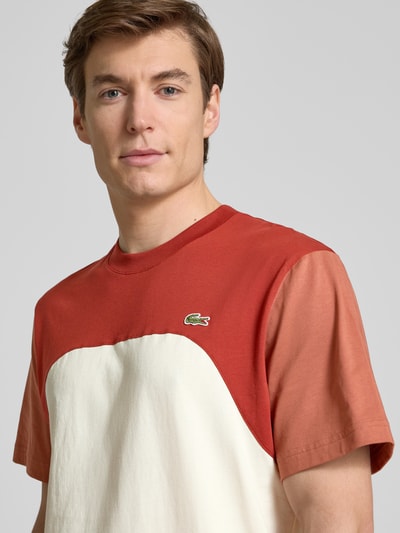 Lacoste T-shirt met labelstitching Roestrood - 3