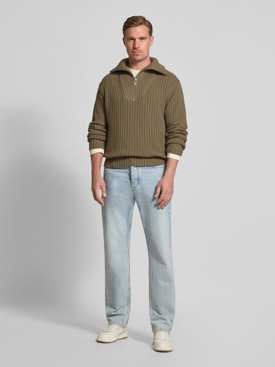 HUGO Regular Fit Troyer aus reiner Baumwolle Modell 'SRIGG' Taupe 1