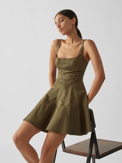 Giovanni Bedin Minikleid mit Ziernähten Olivgrün 3