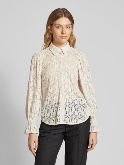 Be Pure Dutch Regular fit blouse met kant Zand - 4