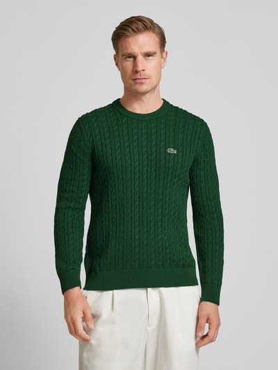 Lacoste Sweter z dzianiny o kroju regular fit z wyhaftowanym logo Zielony 4