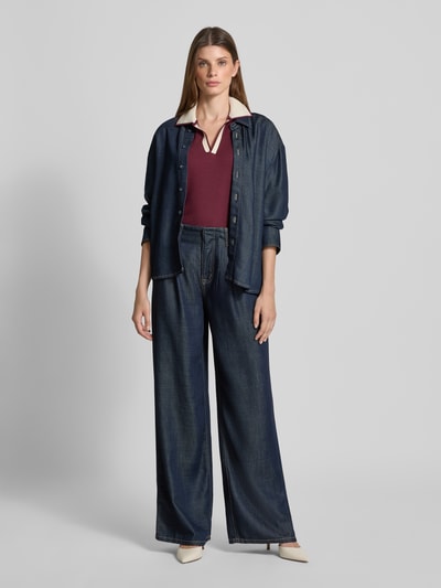 OPUS T-shirt met platte kraag en V-hals, model 'Soffice' Bordeaux - 1