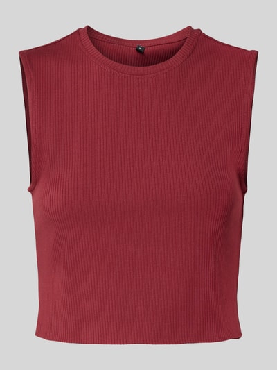Only Slim Fit Crop Top aus Baumwoll-Mix Modell 'VELA' Bordeaux 2