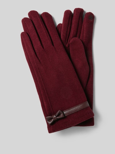 EEM Regular Fit Handschuhe mit Zierschleife Bordeaux 1