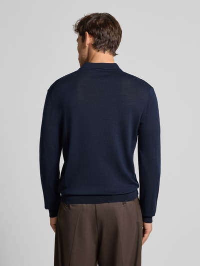 Manuel Ritz Regular fit poloshirt van scheerwol Marineblauw - 5