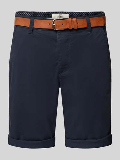 Redefined Rebel Regular Fit Bermudas mit Gürtel Modell 'MIKE' Dunkelblau 2