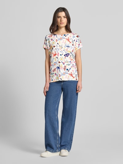 Christian Berg Woman T-Shirt aus Viskose-Elasthan-Mix im Allover-Look Rot 1