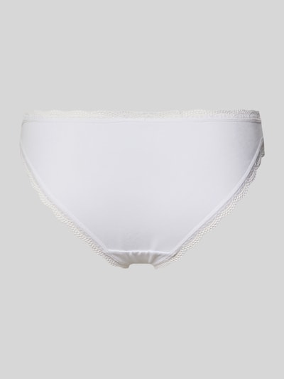 Produktfoto, weißer Slim Fit Slip aus Baumwoll-Mix mit Spitzenbesatz, 5er-Pack, von DORINA, glatte Textur, Damen Slip