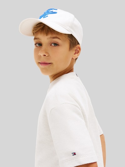 Tommy Hilfiger Teens męski t-shirt o kroju regular fit z czystej bawełny Écru 3