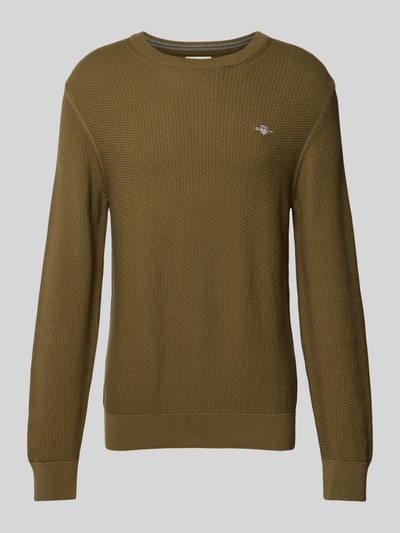 Gant Gebreide pullover met structuurmotief en ronde hals Olijfgroen - 2